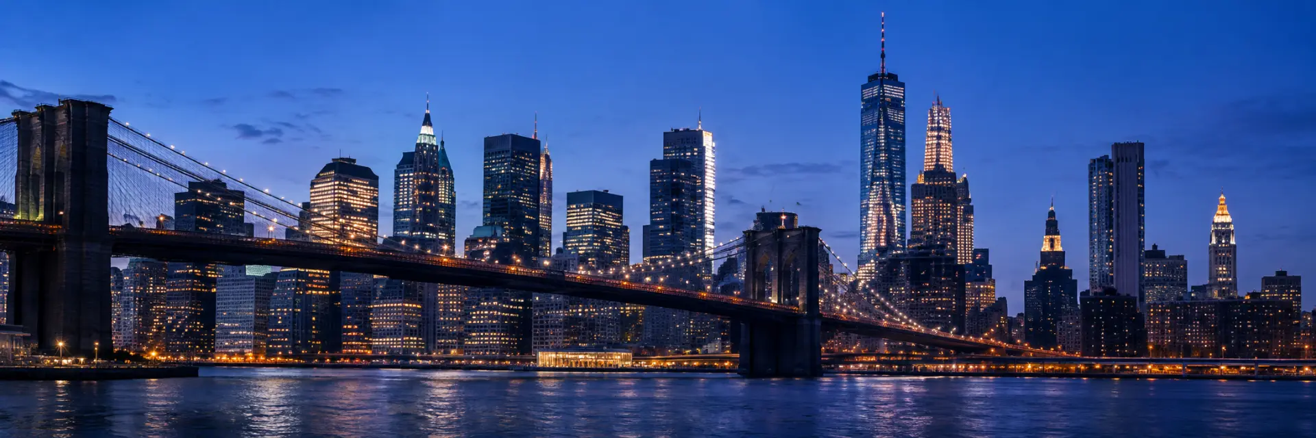 North American city skyline at dusk