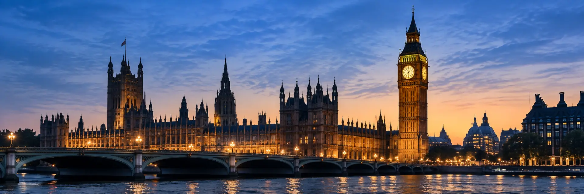 London skyline at dusk